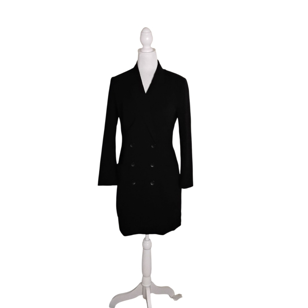 Zara Woman Black Double Breasted Blazer Dress Long Sleeve Size S